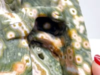 Beautiful 8th Vein Ocean Jasper Nine-tailed Fox Carving