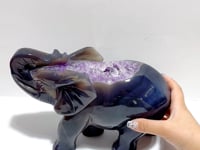 Large Geode Amethyst Mixed Agate Druzy Elephant Animal Carving