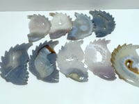 9 Pieces Geode Druzy Agate Indian Feathers Carving