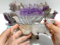 5 Pieces Amethyst Mixed Agate Nine-tailed Fox Carving