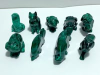 9 Pieces Malachite Mixed Animals Carving