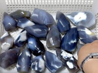 19 Pieces Black Orca Agate Flame Carving #1