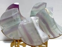 5 Pieces Fluorite Moon Carving With Stand