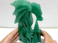 Unique Green Aventurine Flying Dragon Castle Carving #3
