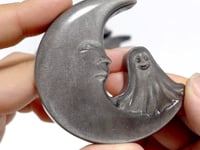 Silver Sheen Obsidian Moon Ghost Carving Wholesale