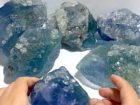 6 Pieces Large Raw Blue Fluorite Mixed Calcite Specimen