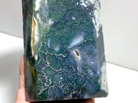 Unique Tall Geode Druzy Moss Agate Point