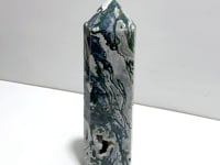 Large Druzy Moss Agate Geode Four-Sided Point