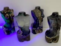 4 Pieces Volcano Agate Goddess Carving (UV-Reactive)