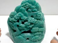 Beautiful Amazonite Landscape Pavilion Carving #1