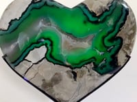 Large Geode Volcano Agate Heart With Stand (UV-Reactive)