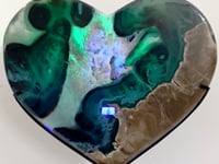 Large Volcano Agate Heart With Stand (UV-Reactive)