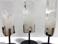 3 Pieces Large Clear Quartz Point Raw Bottom With Stand #2