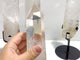 4 Pieces Large Clear Quartz Point With Rainbow Raw Bottom With Stand #4