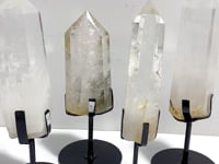 4 Pieces Large Clear Quartz Point Raw Bottom With Stand #5