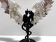 Unique Sakura Flower Agate Demon and Angel Wing Carving With Stand