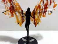 Fire Quartz Angel Wing Carving With Stand