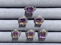 6 Pieces Ametrine Sugar Cube 925 Silver Ring