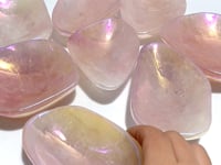 8 Pieces Aura Rose Quartz Bowl Carving