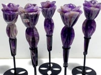 5 Pieces Chevron Amethyst Flower Carving With Stand