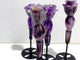 4 Pieces Chevron Amethyst Flower Carving With Stand