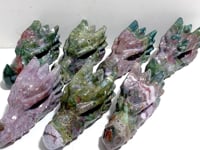 7 Pieces Unique Ocean Jasper Dragon Head Carving