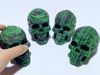4 Pieces Ruby Zoisite Skull Carving