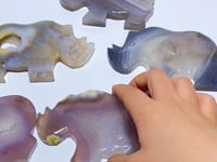 6 Pieces Geode Druzy Agate Rhino Carving