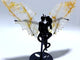 Hematoid Quartz Golden Fire Quartz Demon And Angel Wing Carving With Stand