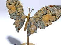 Rainforest Jasper Butterfly Wing Carving With Stand