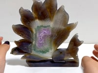 Beautiful Geode Druzy Agate Nine-tailed Fox Carving #6