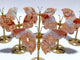 6 Pairs Pink Agate Butterfly Wing Carving With Stand