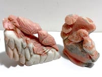 2 Pieces Cute Pink Opal Bird Carving