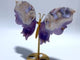 Unique Purple Sakura Flower Agate Butterfly Wing Carving With Stand