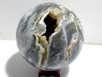 13CM Large Druzy Geode Moss Agate Beautiful Sphere