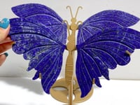 2 Pairs Delicate Lapis Lazuli Butterfly Wing Carving With Stand
