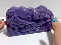 Beautiful Purple Jade Landscape Pavilion Carving #2