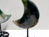 2 Pieces Large Moss Agate Moon With Stand #3