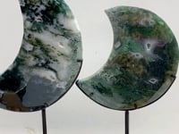 2 Pieces Large Moss Agate Moon With Stand #4