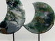2 Pieces Large Moss Agate Moon With Stand #4