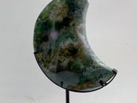 Unique Large Moss Agate Moon With Stand #7
