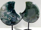 2 Pieces Large Moss Agate Moon With Stand #5
