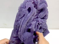 Unique Purple Jade Chinese Dragon&Phoenix Carving