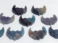 9 Pieces Trolleite Stone Heart Wing Carving Closeout