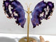 Unique Purple Sakura Flower Agate Butterfly Wing Carving With Stand