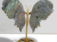 Beautiful Labradorite Butterfly Wing Carving With Stand