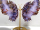 Beautiful Purple Sakura Flower Agate Butterfly Wing Carving With Stand