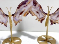 2 Pairs Sakura Flower Agate Butterfly Wing Carving With Stand