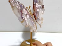 Unique Sakura Flower Agate Butterfly Wing Carving With Stand