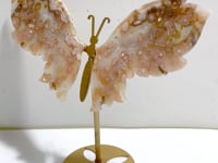 Beautiful Sakura Flower Agate Butterfly Wing Carving With Stand